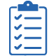 Icon of clipboard with a series of checkmarks