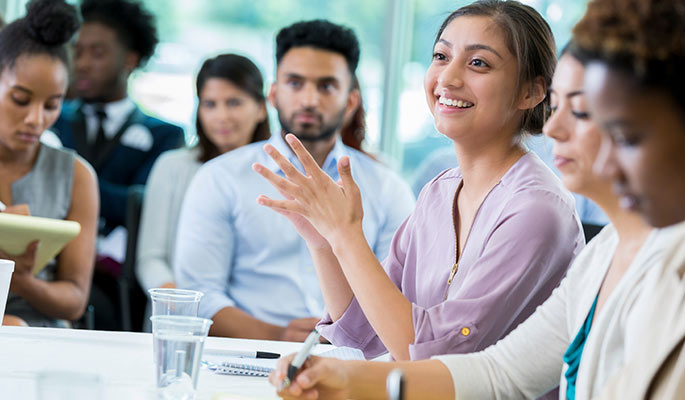 Diverse team in a business meeting