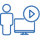 Icon of a person standing standing next to a monitor with a play button
