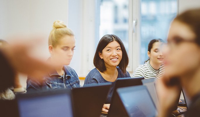 Team of professionals in a software training course