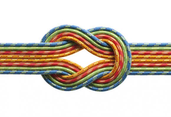 multicolored cables woven together