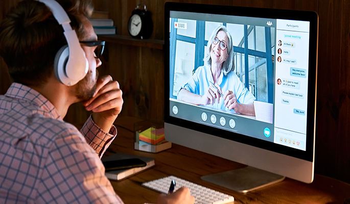 An employee participates in a digital inclusion training session